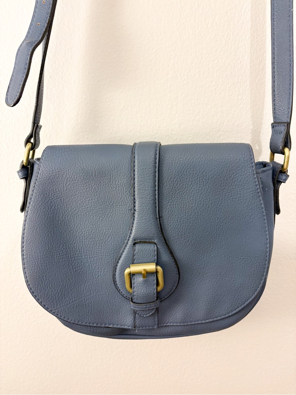 Merona Slate Blue Mini Saddle Bag with Buckle